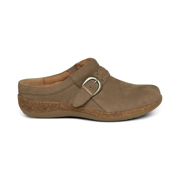 Aetrex Women's Libby Arch Support Clogs Taupe Shoes UK 4494-954